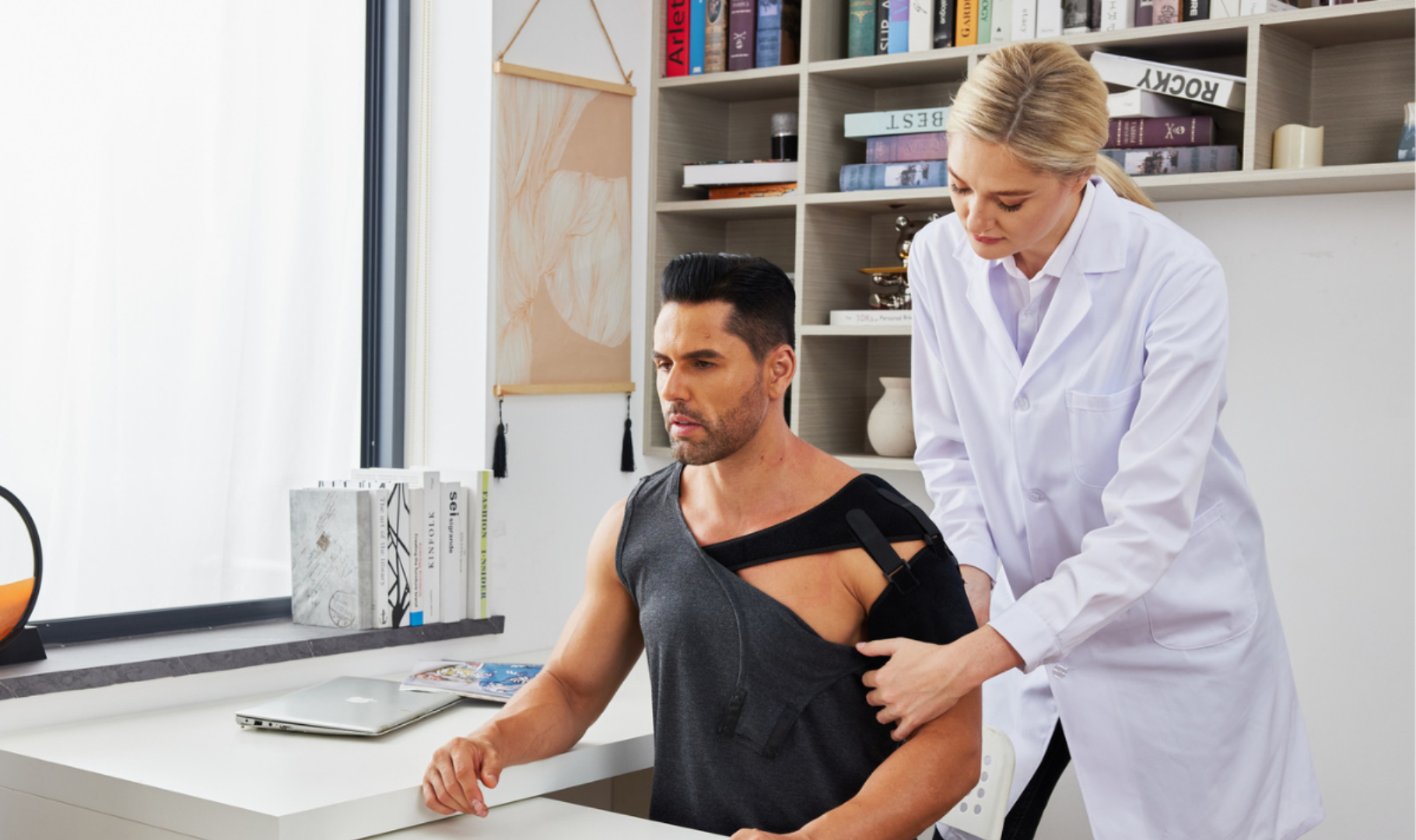 Deyeek Tear Away Post Shoulder Surgery Shirts for Men Snap Button